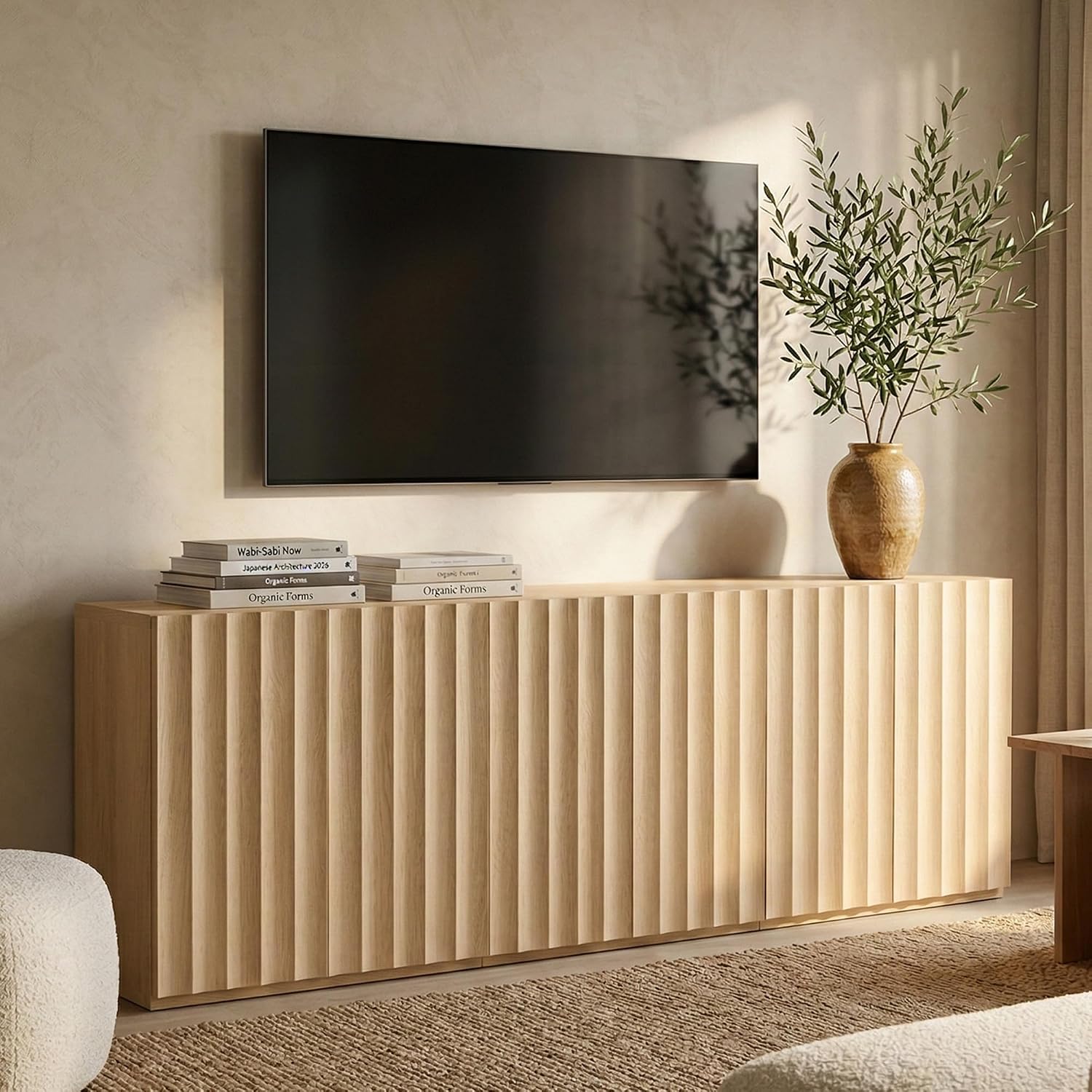 Light Oak Fluted Long Sideboard