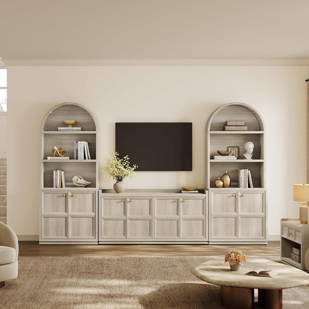 Grey White Oak Wide 4-Door Sideboard