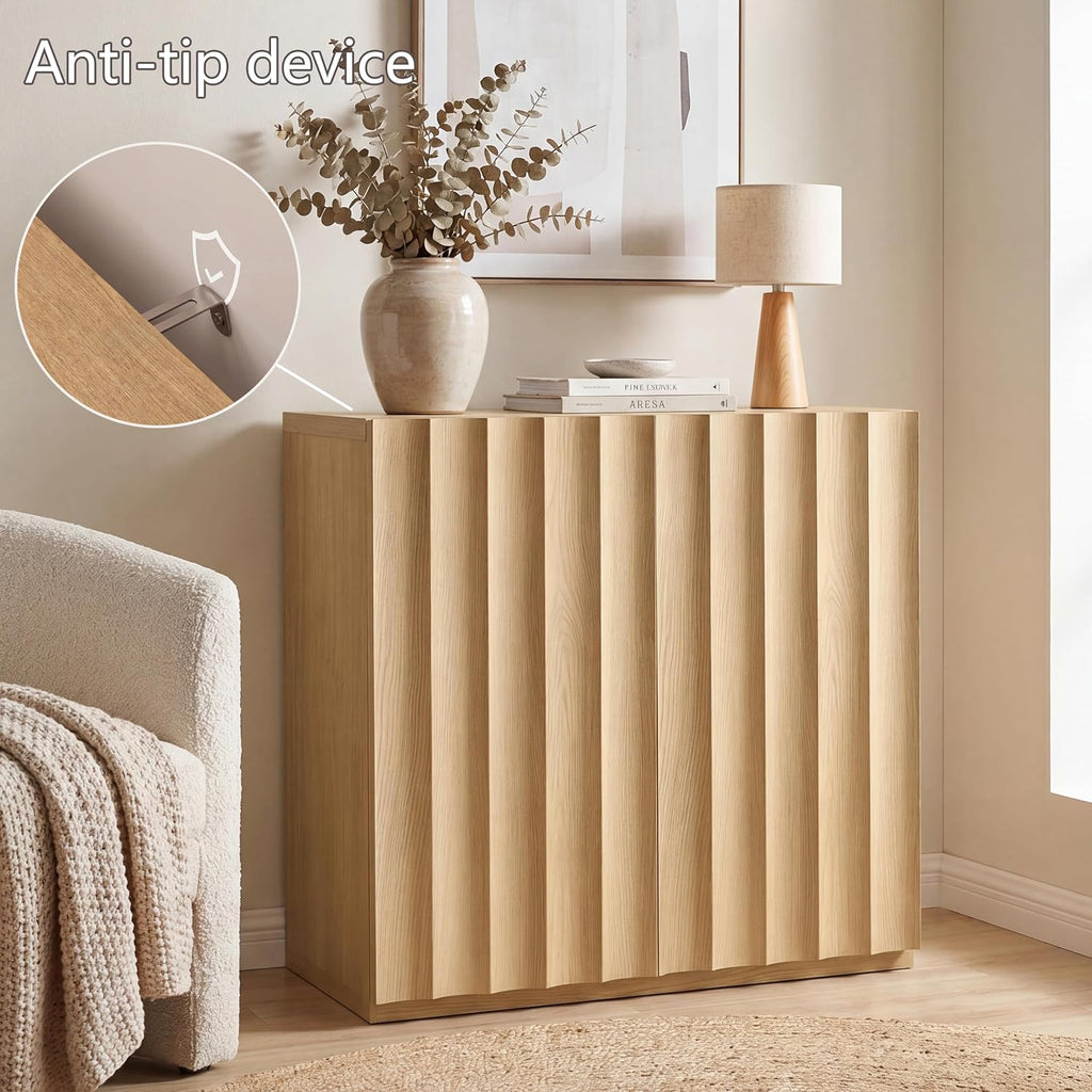 Light Oak Fluted Long Sideboard