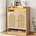 6-Tier Rattan LED Shoe Storage Cabinet