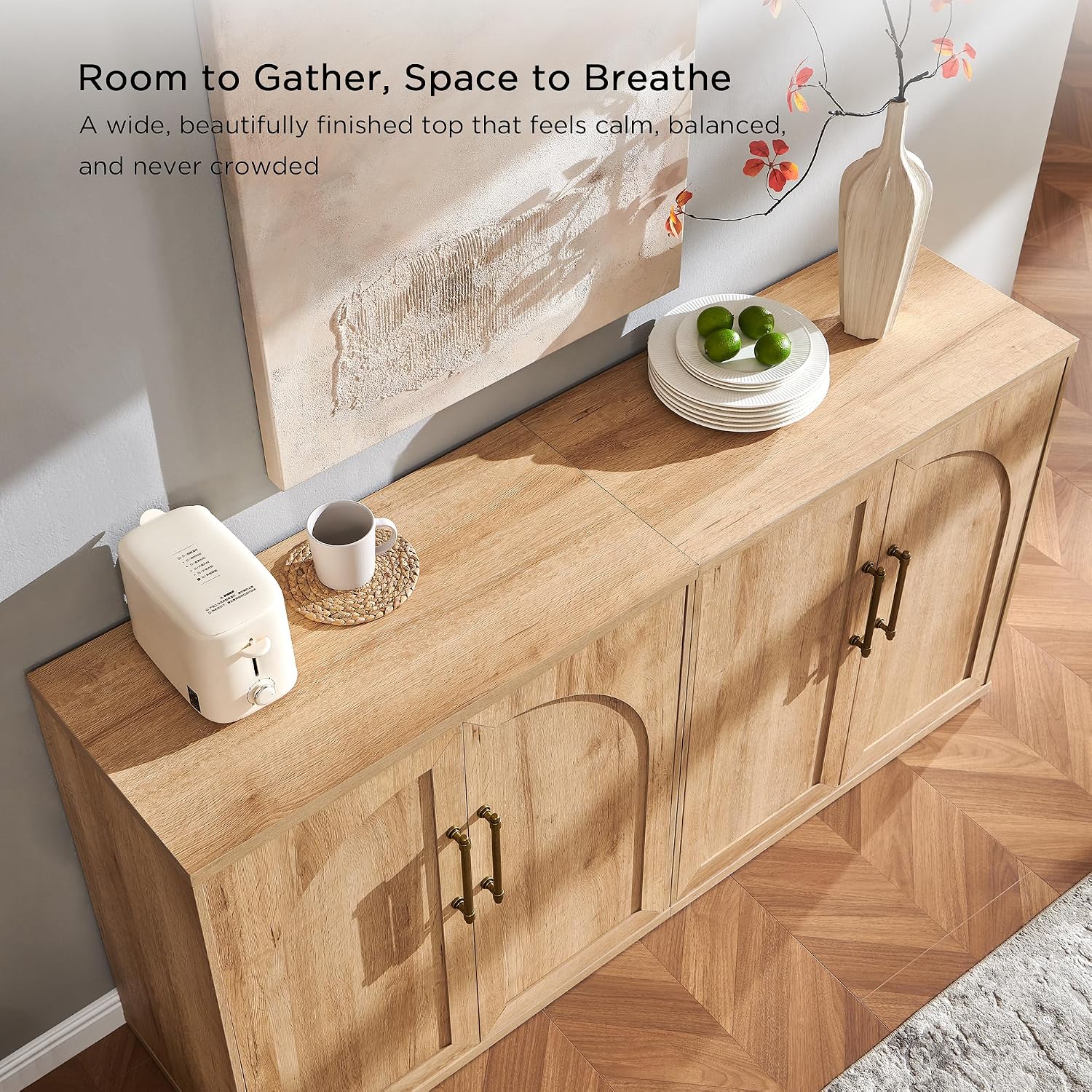 3pc Oak Arched Door Sideboard