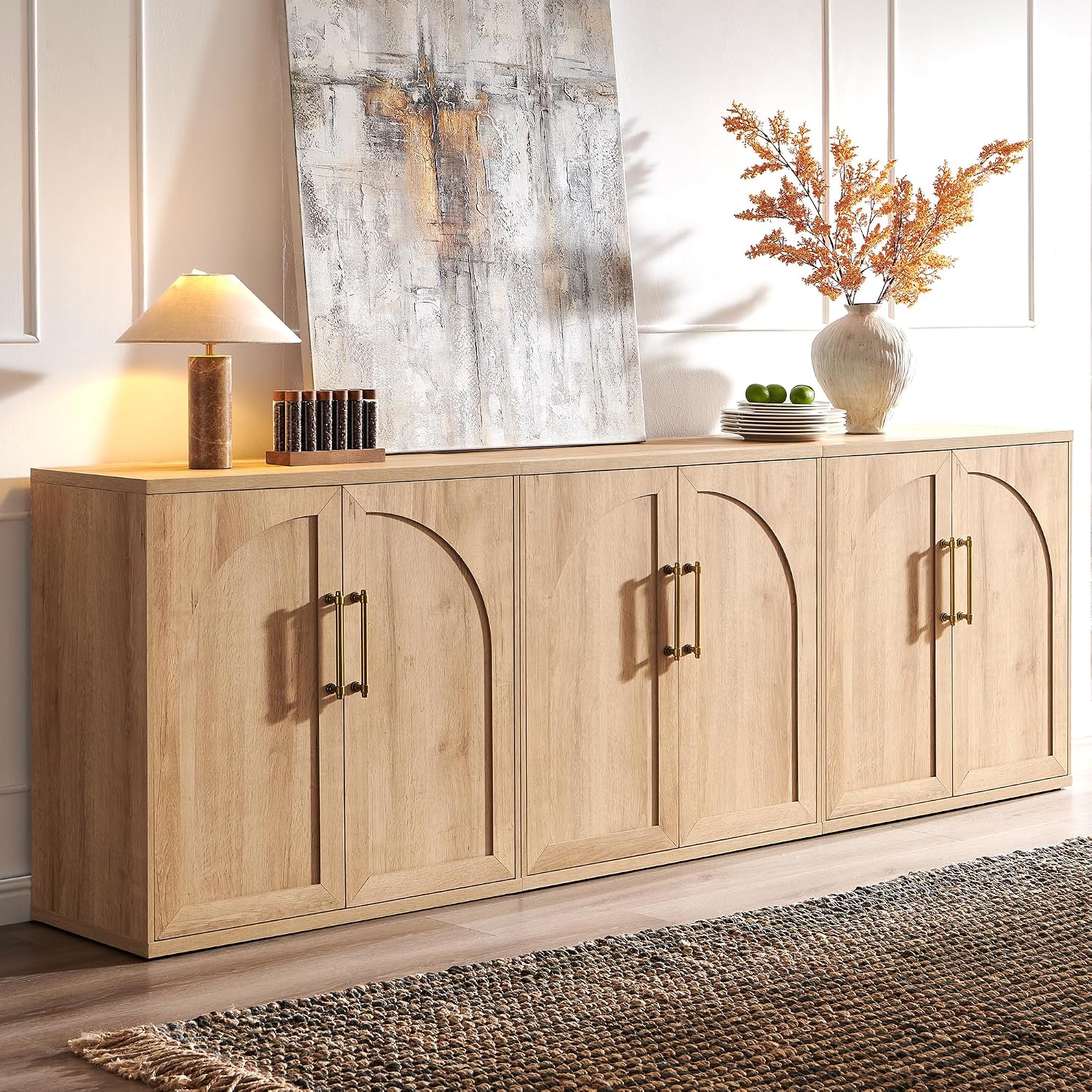 3pc Oak Arched Door Sideboard