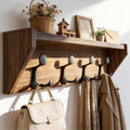 24" Brown Wall Coat Rack Shelf