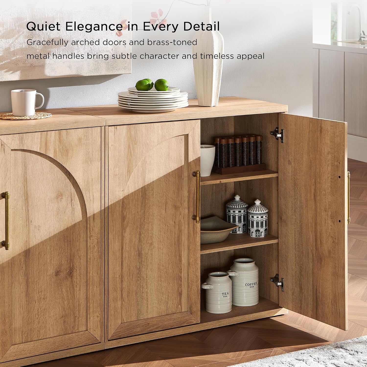 3pc Oak Arched Door Sideboard